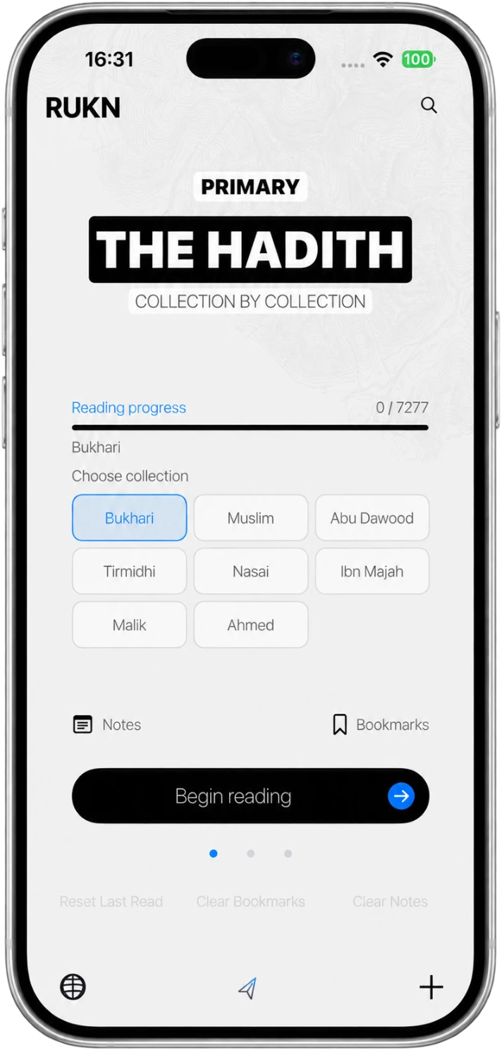 RUKN Hadith main page